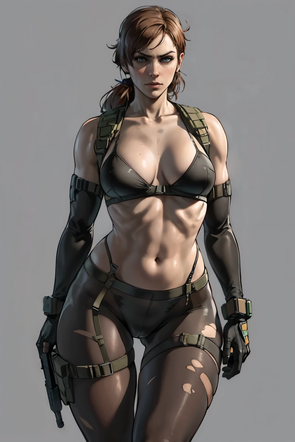 digital art, MGS V Quiet, looking serious, masterpiece, best quality, sexy, pantyhose