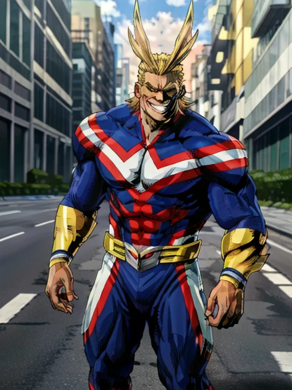 1boy, allmight, antenna hair, smile, day, streets, beautiful background, people in the streets, bokeh,
professional, sharp, natural lighting, (masterpiece:1.2), realistic, extremely detailed, intricate details, absurdres, 4k, 8k, hdr, highres, anime, manga, 