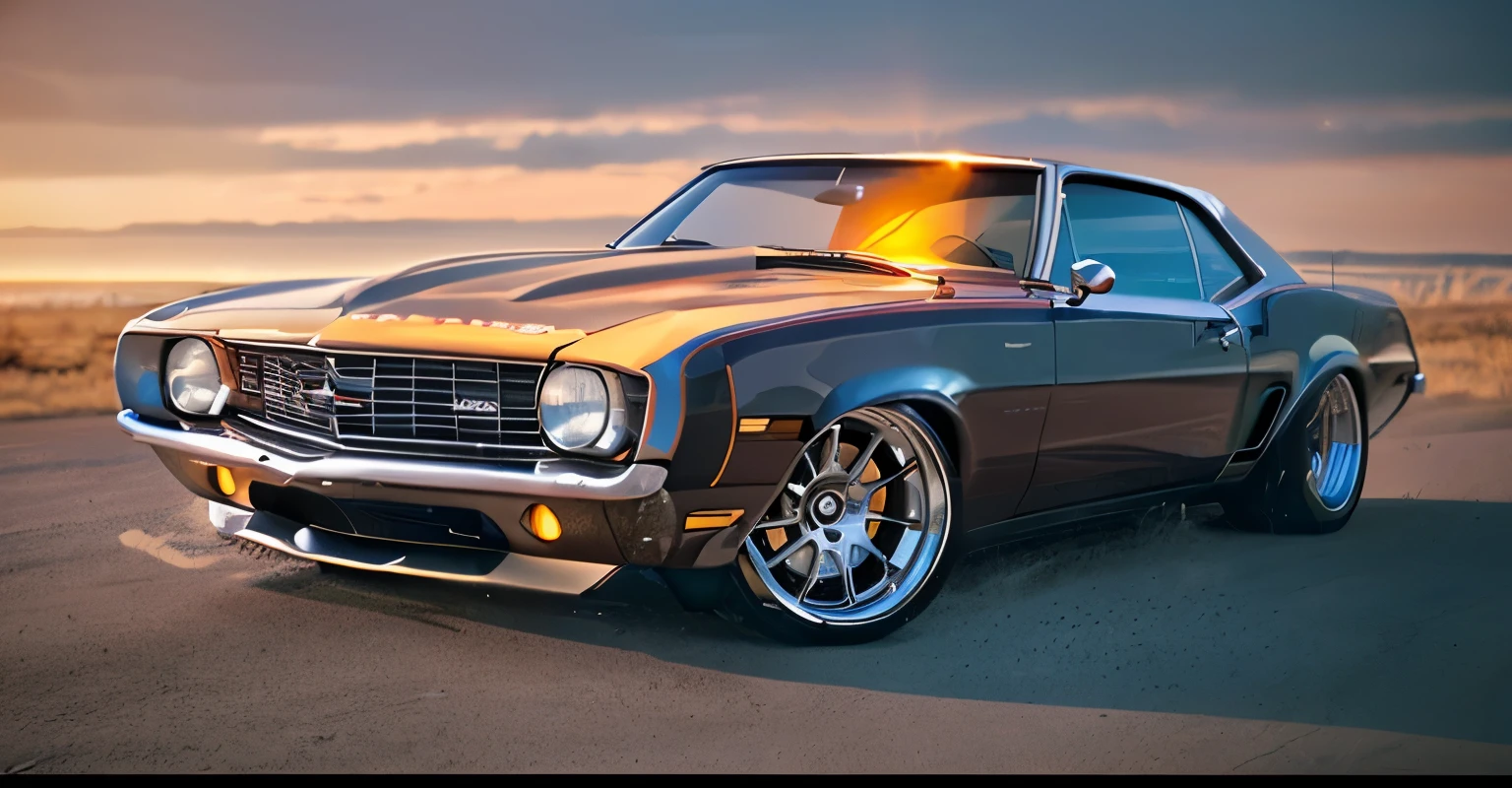 concept: camaro zl1 1969

quality:(highest quality, 4k, High resolution, masterpiece:1.2), Super detailed, (real, photorealistic:1.37), High quality artwork, 

illumination: [carhelper:photohelper], Retrofutur, motion blur, CinemaHelper, Chrome reflections, sun flare, Extremely detailed, Intricate details