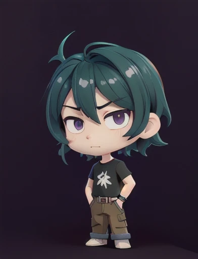 (masterpiece:1.2, highest quality), (very detailed:1.3),
male,casual clothes,Chibi,biceps,black hair,perm,Are standing,simple background,