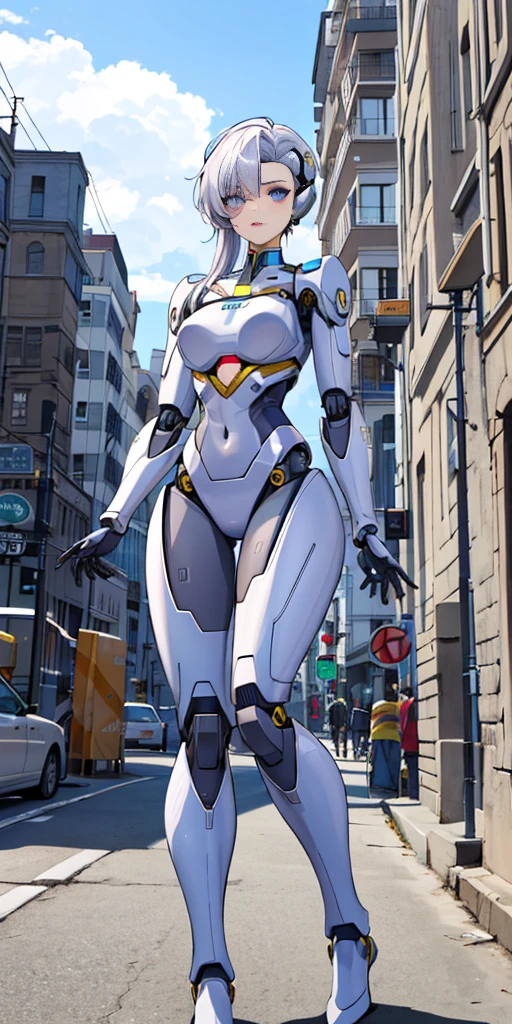 There is a woman in a robot suit posing next to an ancient building, Beautiful white girl half cyborg, Cute cyborg girl, Beautiful girl cyborg, Perfect Robot Girl, Cyborg girl, Young cyborg grady, Beautiful Female Robot, Beautiful robot woman, cyborg girl, perfect cyborg female, porcelain cyborg, Female robot, Beautiful cyborg images