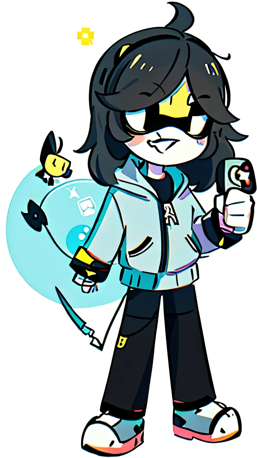 cartoon girl with a thumbs up holding a remote control, jaidenanimations, john egbert, in style of cytus and deemo, cel shaded!!!, [ digital art ]!!, fool and pixel jeff, markiplier with a knife, cel - shaded art style, unknown artstyle, varguyart style, live2d virtual youtuber model, Serial designation
