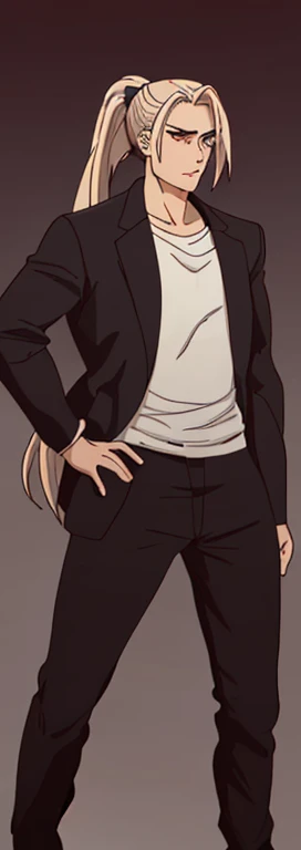 male,long hair,ponytail,Natural volume,sassy,