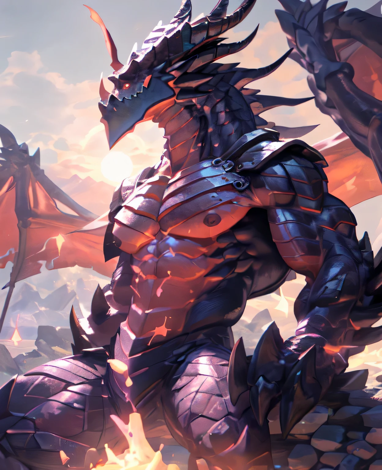 dragon,alone,paw,teeth,crawler,chest muscles, peak, teethAdult,alone,dragon tail,sit down,meditate,4K,best quality,HD,whole body,paw,naked,looking at the audience,chest muscles, pink nipples, Six-pack abs,biceps,pride,soft shadow,majestic,Detailed face,HD eyes,keen vision,Red eyes,eyes sparkling,Gorgeous,brave,confident smile,Strong,Mature,wilderness,ruins,river,Blue sky and white clouds,The sun shines,With wings,With wings