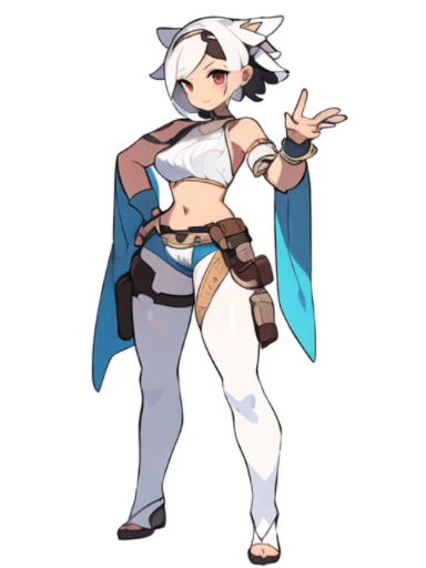 solo, female, crop top, ((( white background))), character focus, fantasy outfit, standing, character design, full body,
