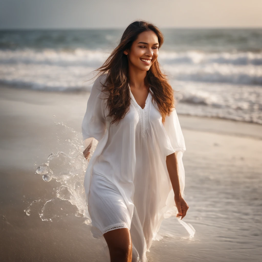 (masterpiece, 8k, best quality:1.2), at the beach, outdoor, 1girl, 27 yo british woman, sultry smile, looking at viewer, schoolgirl uniform, wet clothes, soaked, wet hair, wet skin, translucent, glistening with oil, drenched, bright sunshine, soaked heavy clothes, erotic