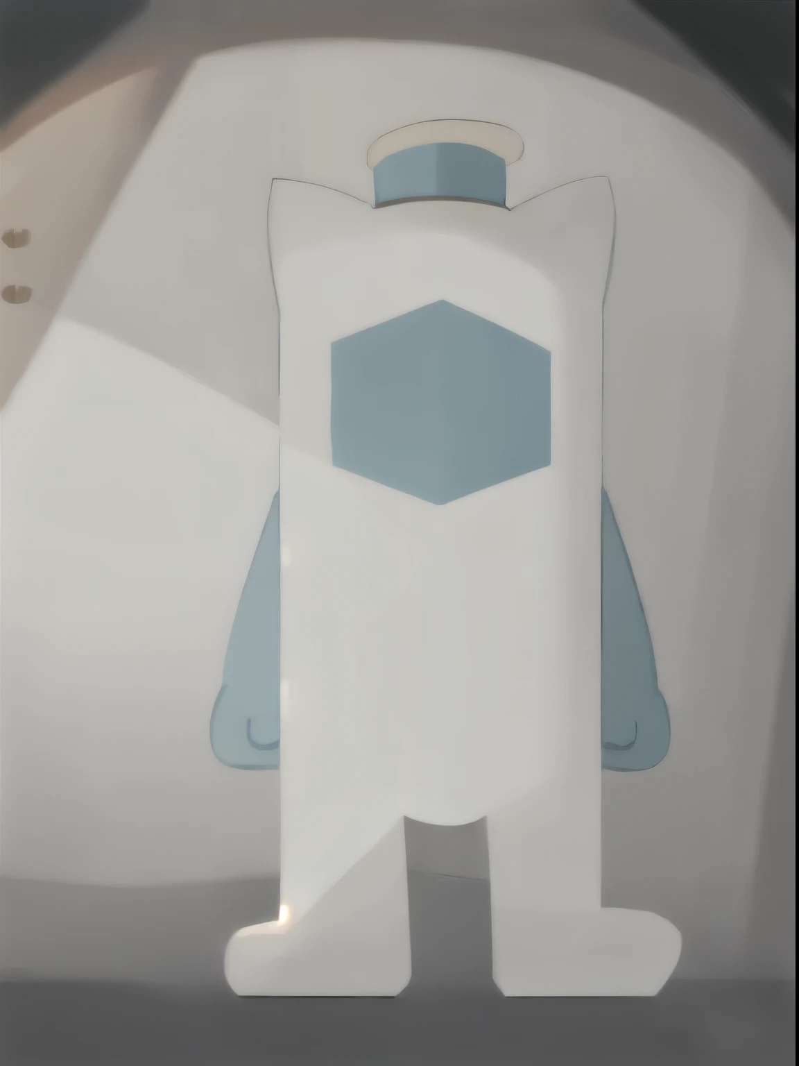 Cute anthropomorphic toothpaste image，Draw the facial features inside the hexagon，The clothes are blue and white.