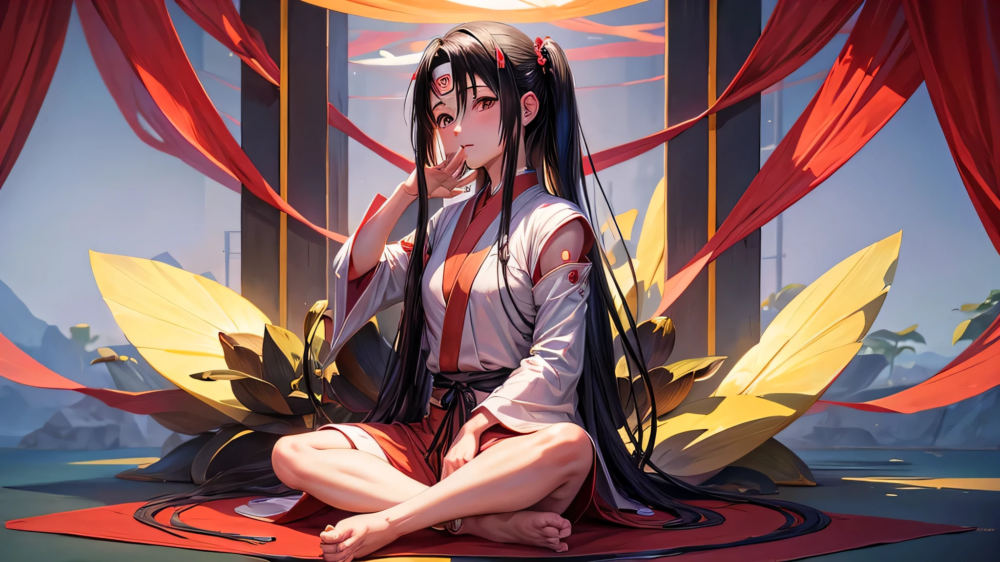 Itachi anime meditation man lotus position