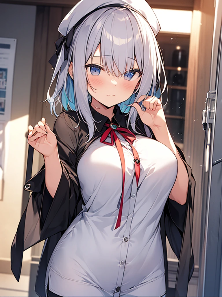 ((Highest quality))、Beauty、Big Breasts、Striped shirt、Open all