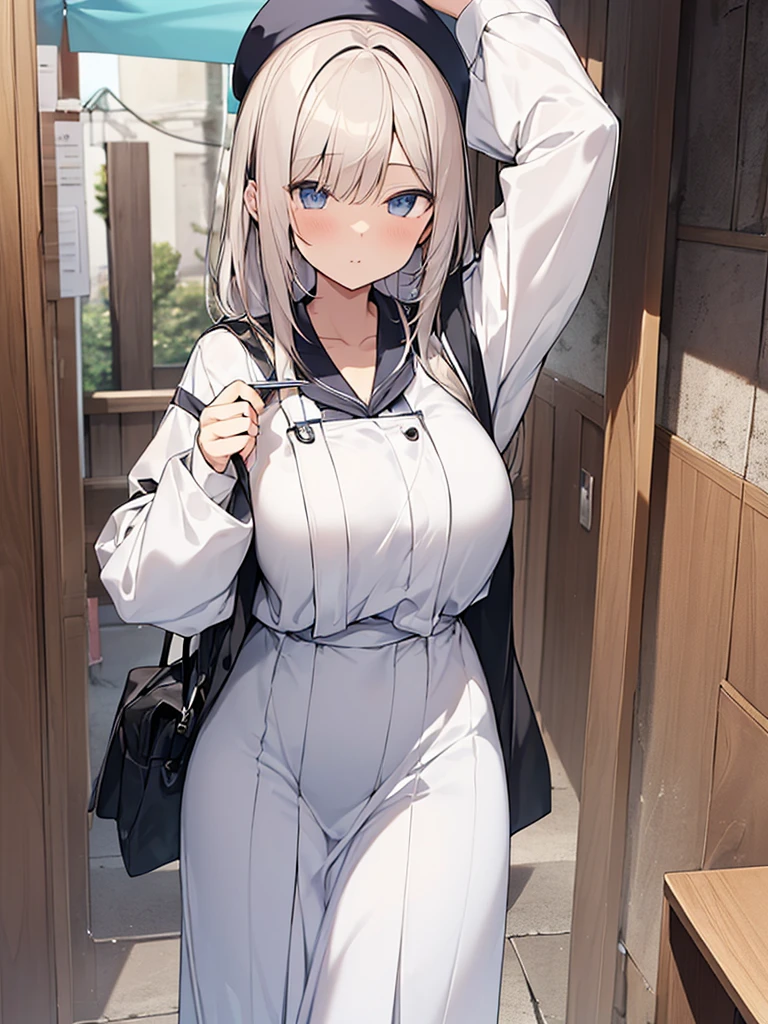 kawaii shota wearing light blue witch's clothes and hat,silver hair,long loose hair,
seeing a doctor,Pregnancy test,
