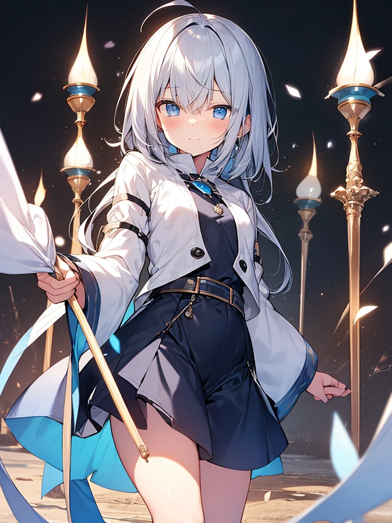 (Super detailed)),((illustration)),((masterpiece)),(((need))),((fine、Highest quality CG Unity 8K wallpapers,masterpiece),((4K,masterpiece,best quality)),Girl with short silver hair,flat chest,Gold and silver eyes,Golden apprentice clothes,Black short cape,Berets,Black shoes,White Silk,Monocle,The walls are covered with self-portraits,身边rainbow环绕,将画笔戳向rainbow中,Exhaustion,Overworked,There is a drawing board in front of me,In a white room,Paint condensed in the air,rainbow,individual,Full body picture