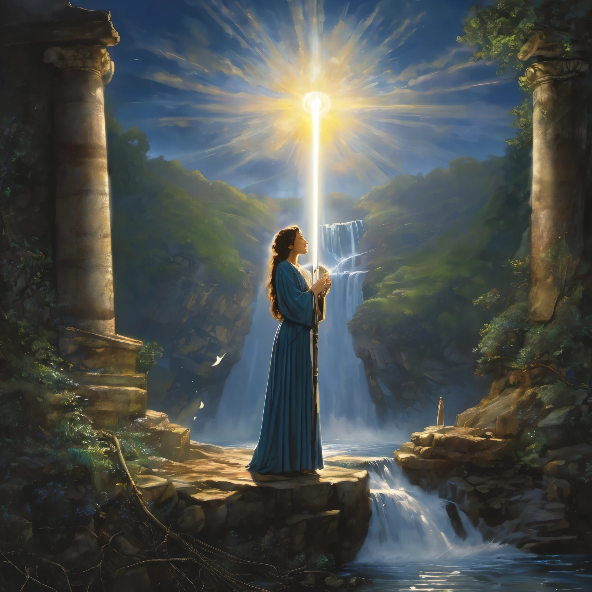 Claudia's song rings loud and true,Breaking the silence of destruction's shroud.The light of hope pierces through the night,Heralding the dawn's new light.realistic、realistic