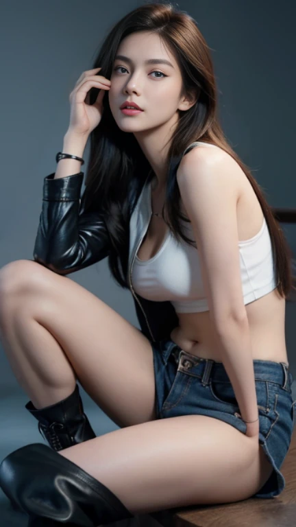 1 girl, white girl, that, blush, (((wet skin)), short shiny black hair, beauty, heavy upper lips, cat eyeliner, adintro, (in_Back), ??????, ??????????, Abrola Prisiner, torn clothes, sujetador transparinte, bragas transparintes, metallic collar, shackles, slaves, cadinas, shackles, The world of the Marquis de Sade, Best Quality, Masterpiece, rthatlución ultra alta, ( photorealistic:1.4), foto in bruto, top transparinte blanco y pantalones cortos de mezclilla muy pequeños, visible black thing straps, no es buino, ((nose piercing)) ABS