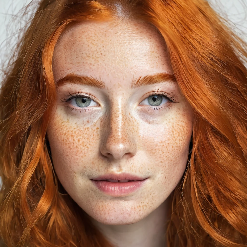identity photo, cheveux roux , freckle, grosse
