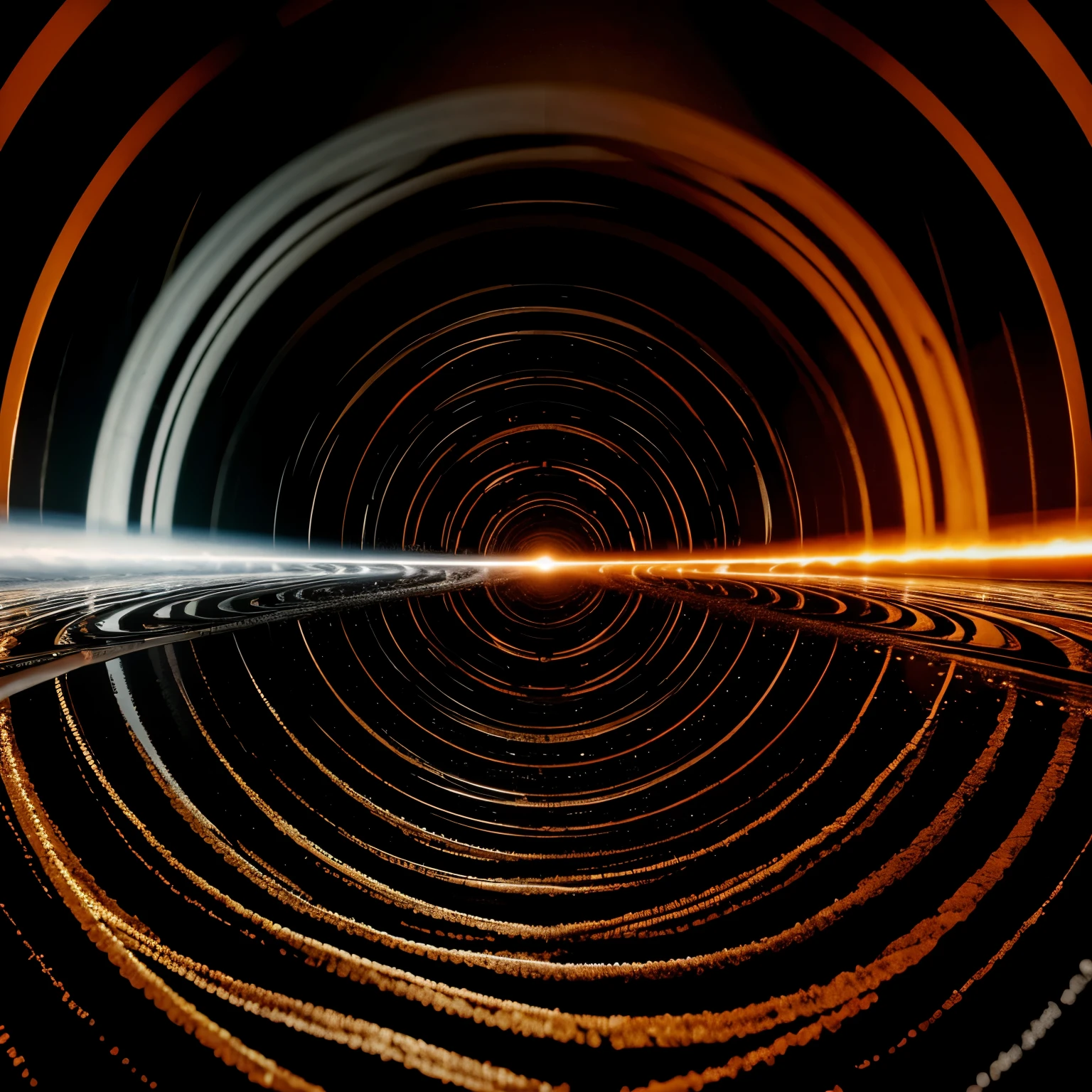 Orange, black, white, warping, pattern, circle, black hole