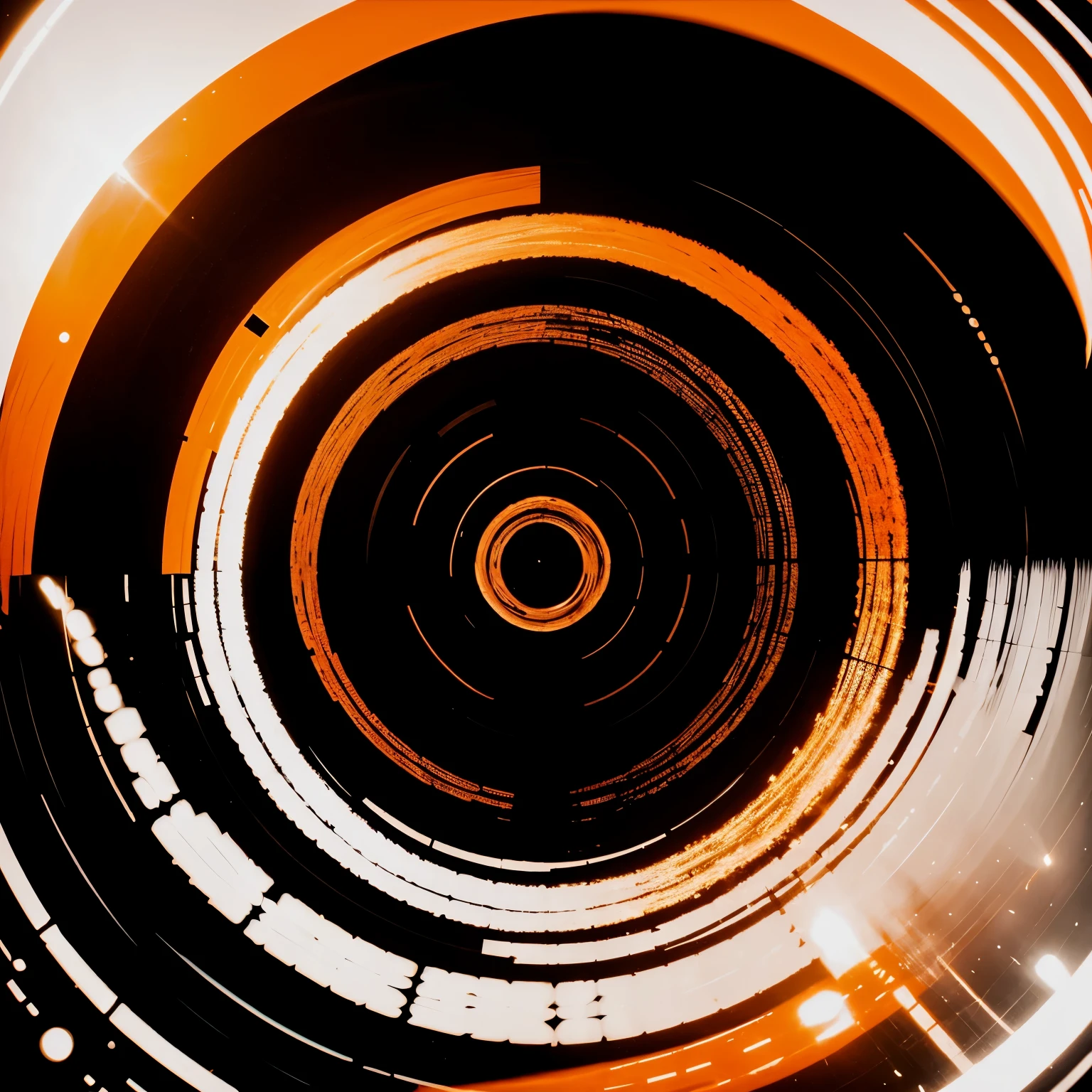 Orange, black, white, warping, pattern, circle, black hole