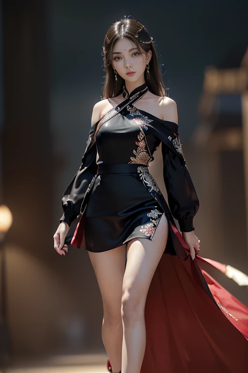 (Extremely detailed CG Unity 8k wallpaper, masterpiece, best quality, super detailed), (best lighting, best shadow, extremely delicate beauty), floating, [(1 girl), dynamic angle, (long black hair: 1.1) obsidian-like, gorgeous, (danphoenix eyes), (silky skin), (perfect curves), (charming collarbone), (flowing dress), slender figure, (seductive eyes): 0.8], [twilight, lakeside, a rainbow-colored butterfly, (Nature: 1.2), (Breeze: 1.1), Light through trees, (Soft touch of wind), (Depth of field): 0.7]