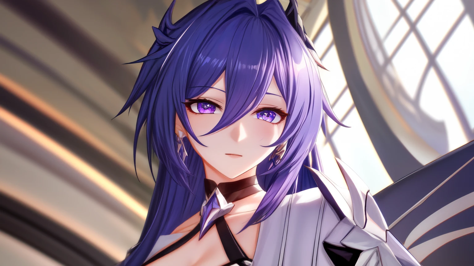 HSR, Honkai Starrail, Acheron ,longhair,  large_breasts, standing, solo, masterpiece, best quality, detailed face, detailed eyes, highres,