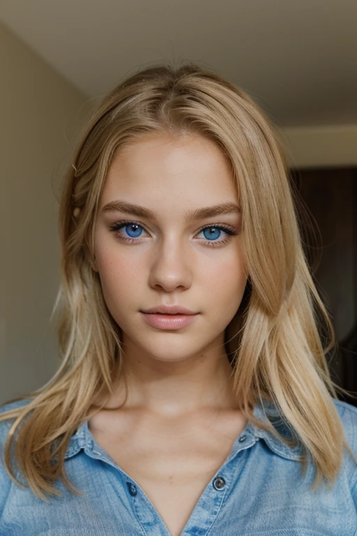 a very pretty and attractive blonde 25 years old with blue eyes. very realistic 