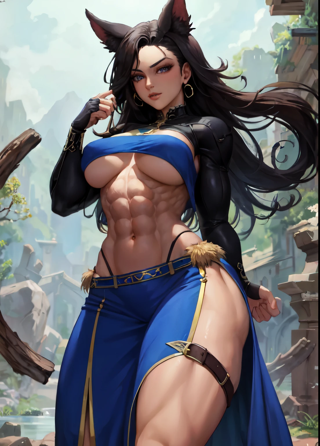 1girl, abs,navel,(masterpiece, high quality:1.1)