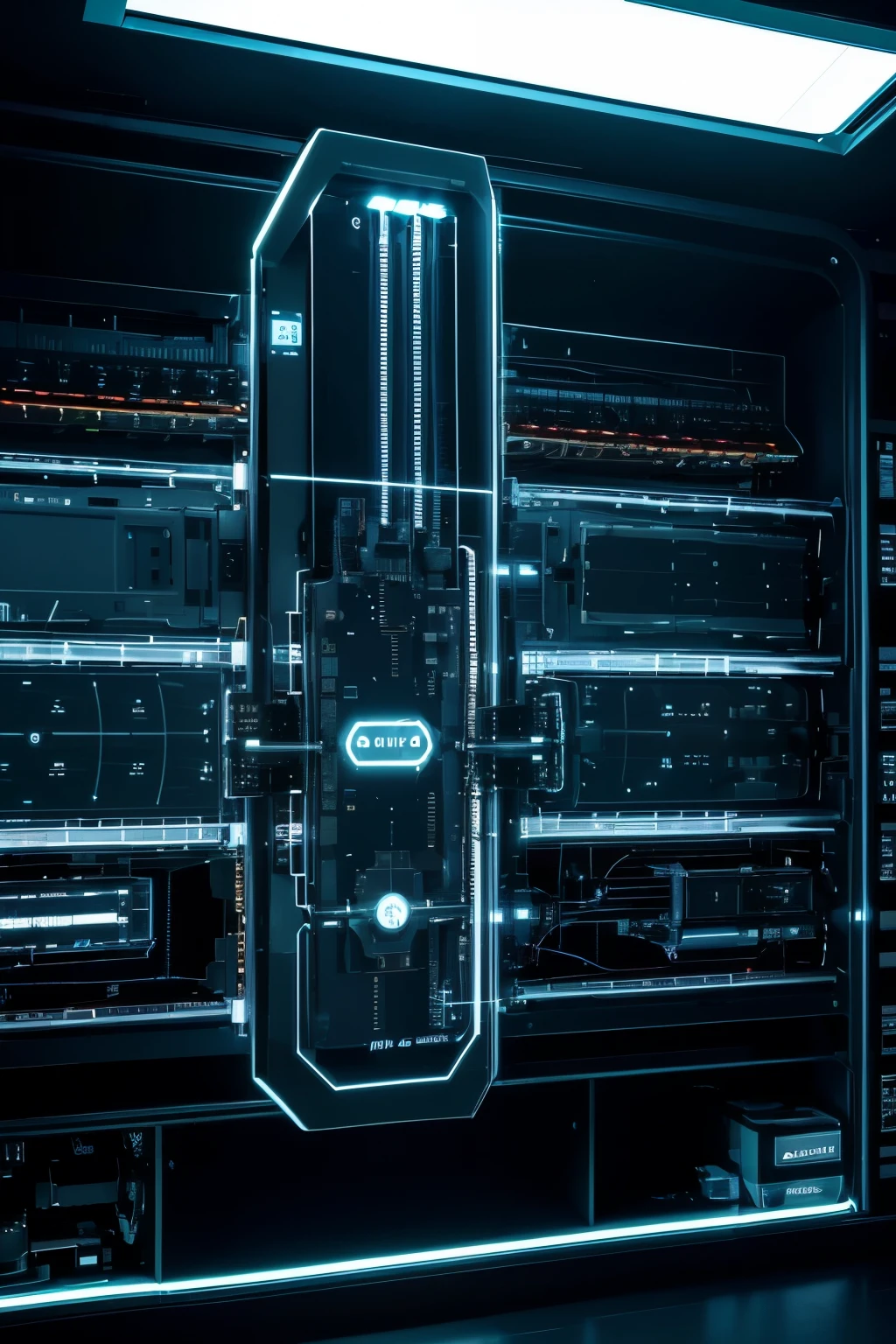 ((Sci-fi sense)),((Clear details)),Promotional photo of Cisco&#39;s optical wing large switch,((Multiple interfaces)) 