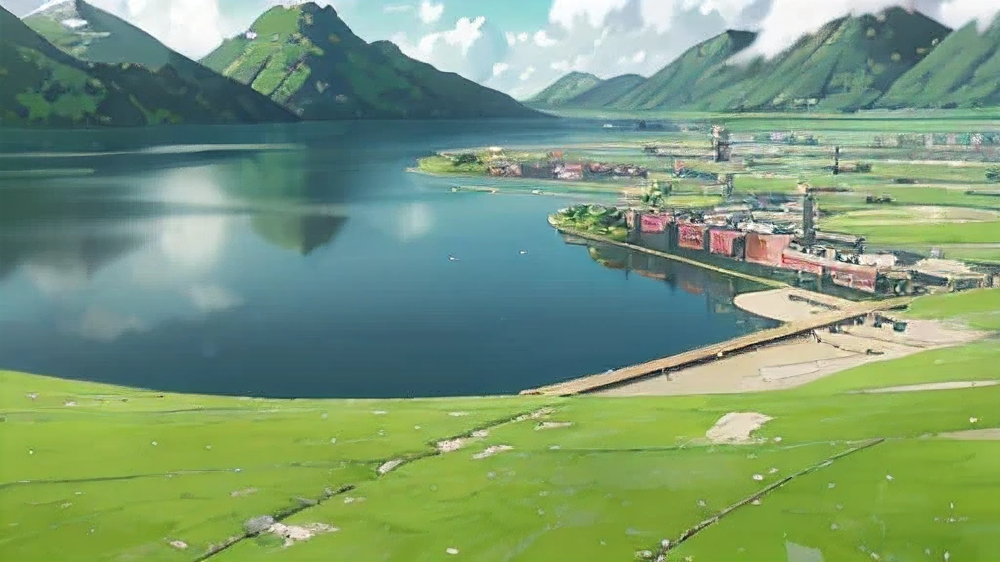 industry,dam,armored concrete,Huge waters,Blue lake water,The surrounding hills,rock,Silent Landscape,Electricity Power Plant,Towering towers,clear sky,White clouds,Daily Scenery,sunshine,Refracted rays,birds,Sparse vegetation,Desolation,Engineering miracle,Magnificent。