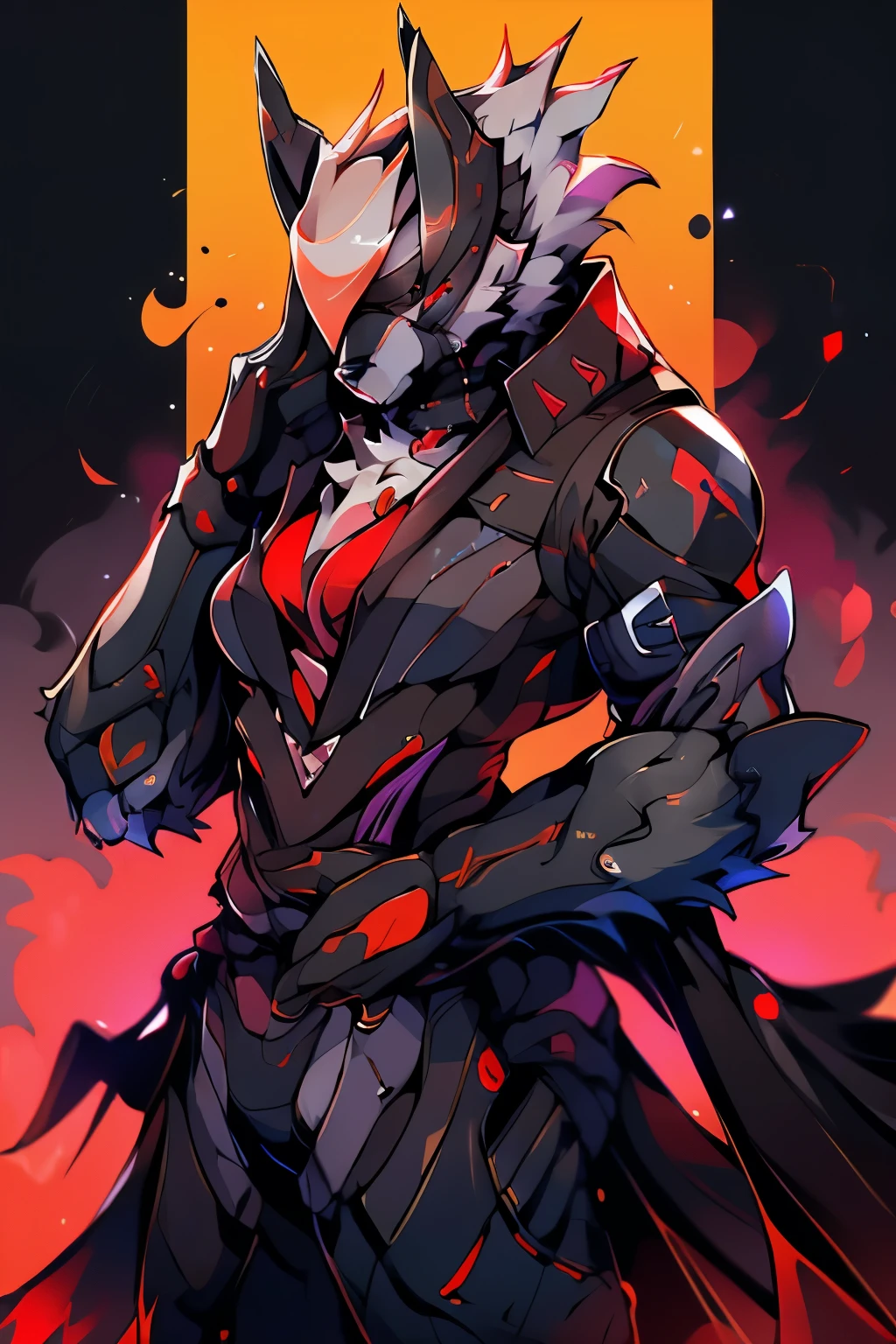 ((masterpiece, best quality, best preferencje)) furry female, Von Lycaon, (Zenless Zone Zero), wolf, breasts, red eyes, eye patch,