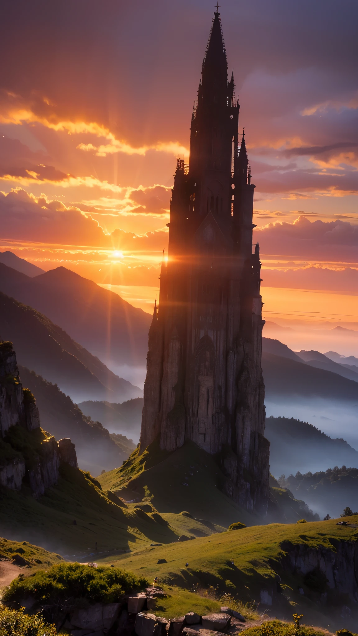 Highest image quality,fantasy,majestic nature,Sunset