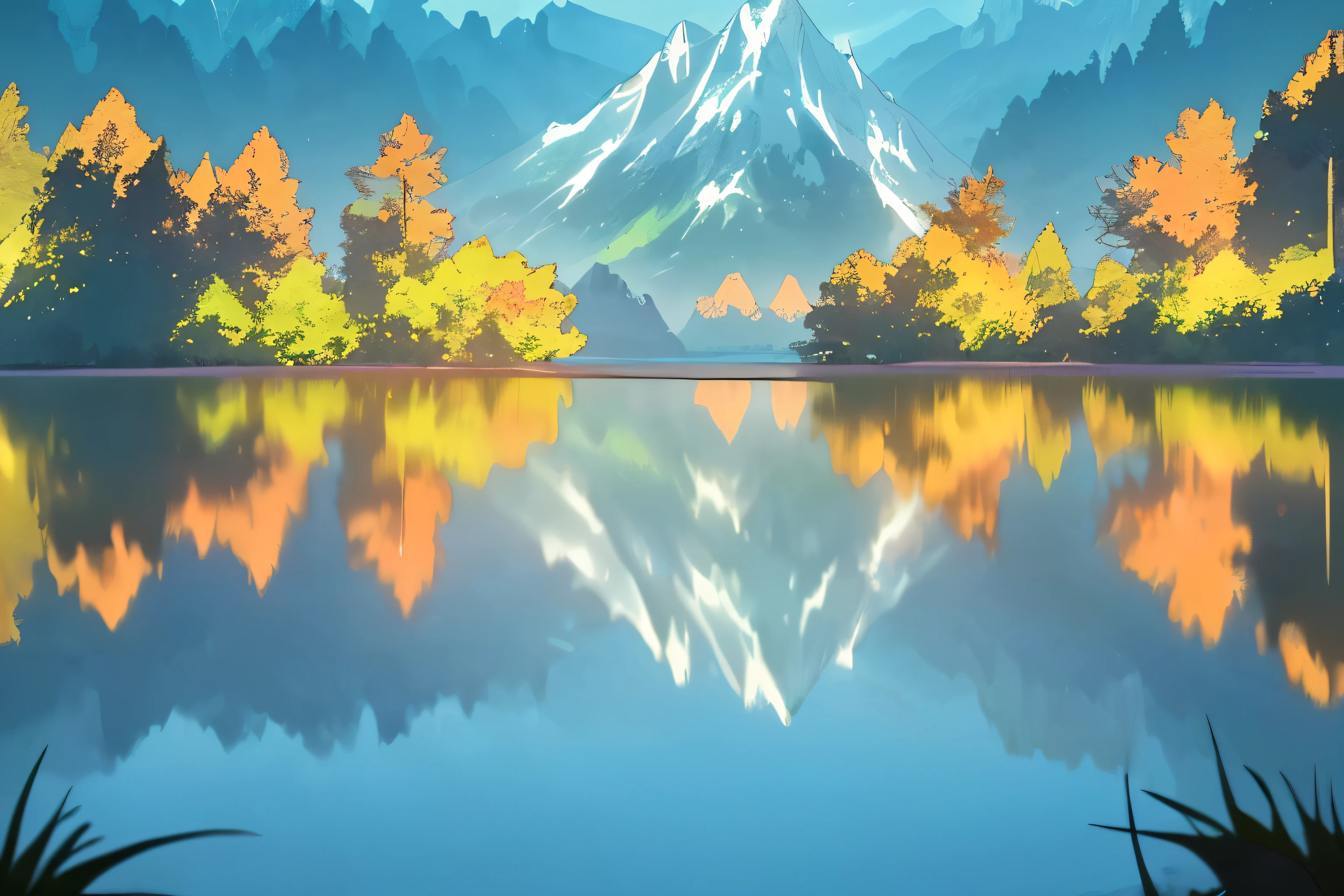 Reflections shimmer in the serene waters, mirroring the majestic silhouette of towering mountains and lush forests. This stunning photograph captures the beauty of nature mirrored back to us, with crisp details and vibrant colors that bring the scenes to life. The calm, glassy surface of the water perfectly reflects the intricate landscapes, creating a mesmerizing image that evokes a sense of tranquility and awe.