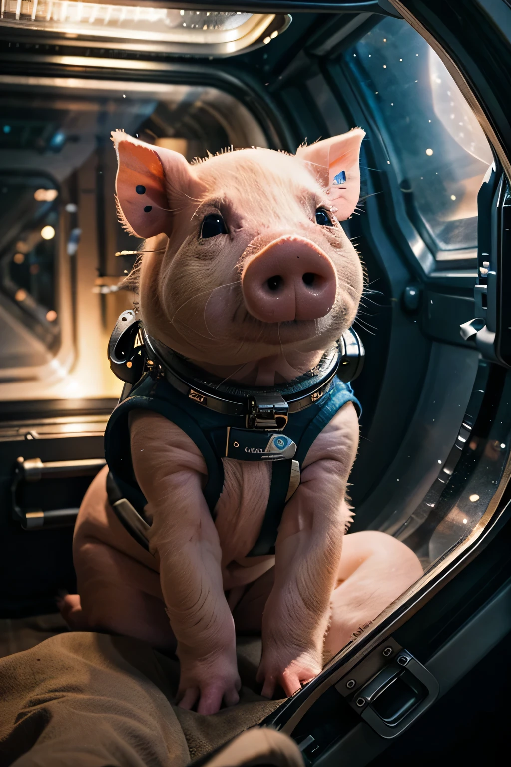 Cute pig in space