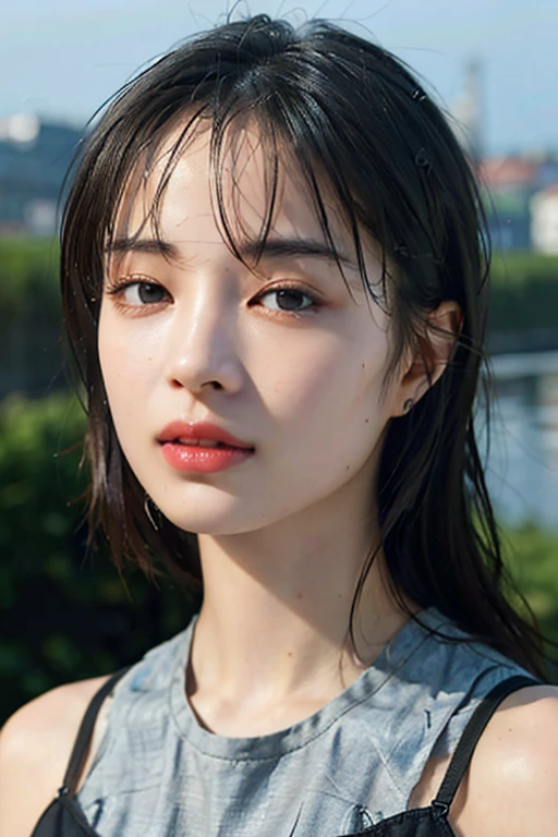 ((highest quality, 8K, masterpiece: 1.3)), sharp: 1.2, perfect body beauty: 1.4, slim abs: 1.2, ((layered hairstyles, big: 1.2)), dancer, (rain, street: 1.2), Wet: 1.5, Highly detailed face and skin texture, fine eyes, double eyelid, Looking at the camera