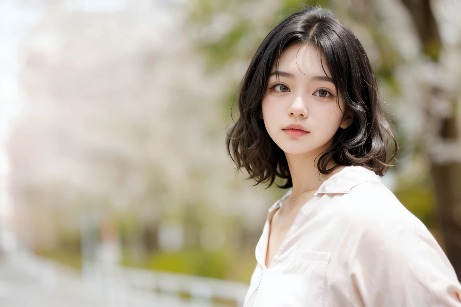 20-year-old、girls、black hair、short perm