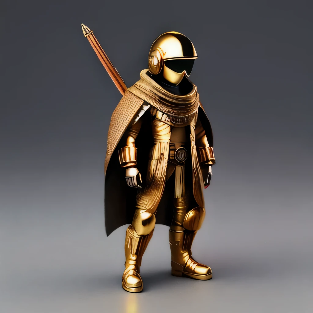 Brilliant Gold Diamond Maya Star,Copper weapons, Burlap Cape Mummy Hood Platinum Silk Cyberpunk Light Crossbow Space Station 1:90 miniatures, illustration, side view, (side view), Wear gold-rimmed reflective sunglasses, Carrying future weapons, very happy, side view, whole body, 3d, (Wood material) octane rendering, perfect appearance, collagen(((Isometric art)))