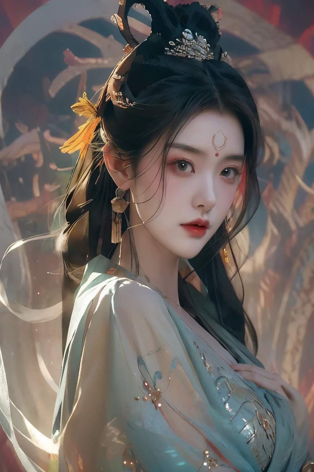 Close-up of a woman wearing a silver and blue dress, chengwei pan on artstation, author：Yang Jie, detailed fantasy art, Stunning character art, Best Art Sites for Fan Art, Epic and beautiful character art, beautiful armor, Very detailed artgerm, Detailed digital animation art, artgerm on artstation pixiv, Armor girl