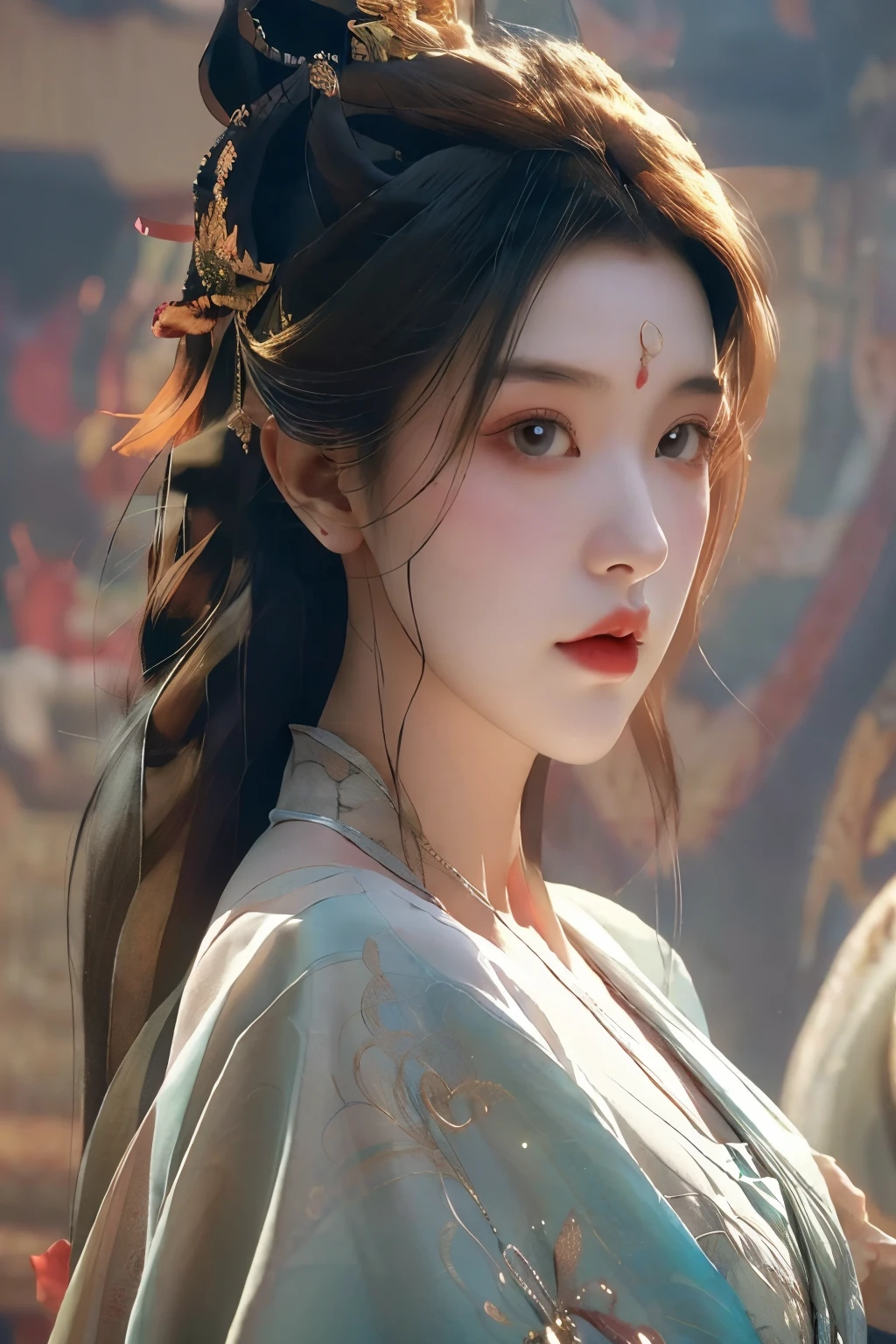 Close-up of a woman wearing a silver and blue dress, chengwei pan on artstation, author:Yang Jie, detailed fantasy art, Stunning character art, Best Art Sites for Fan Art, Epic and beautiful character art, beautiful armor, Very detailed artgerm, Detailed digital animation art, artgerm on artstation pixiv, Armor girl