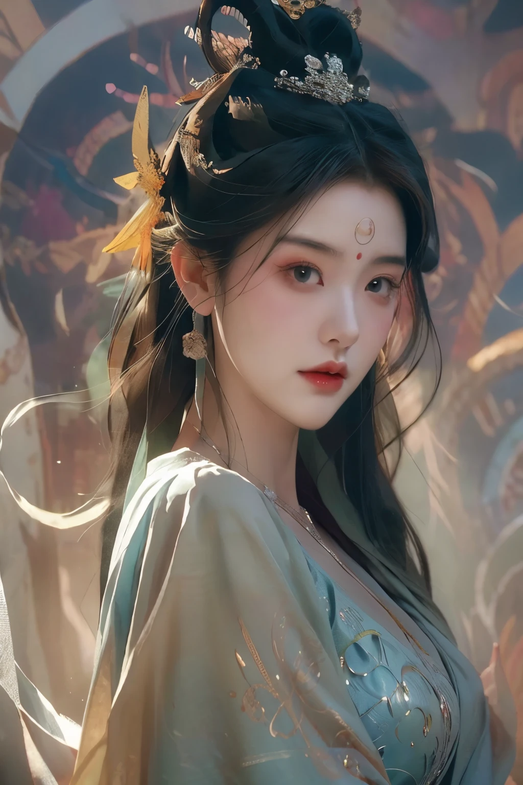 Close-up of a woman wearing a silver and blue dress, chengwei pan on artstation, author:Yang Jie, detailed fantasy art, Stunning character art, Best Art Sites for Fan Art, Epic and beautiful character art, beautiful armor, Very detailed artgerm, Detailed digital animation art, artgerm on artstation pixiv, Armor girl