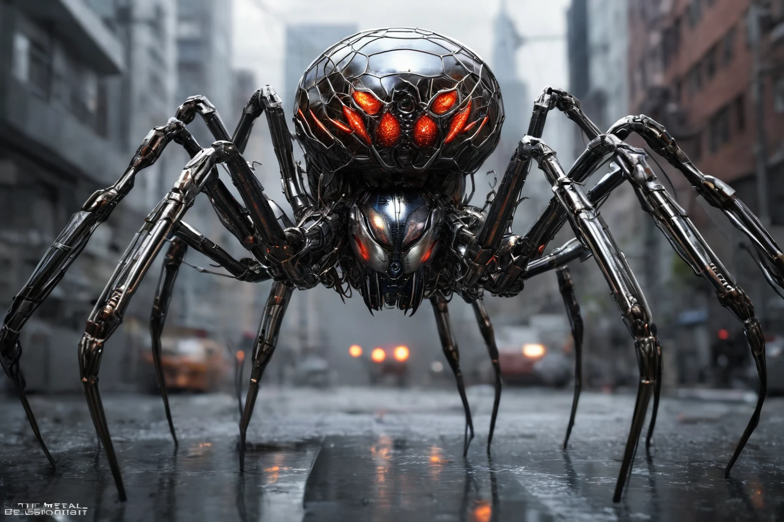 Explore the possibilities of a human-arachnid hybrid, where technology and biology merge to create a new form of life. Will it be accepted or feared by society , Witness the fusion of human and robotic spider, as metal and flesh intertwine to create a new being. Will it be a savior or a destroyer?