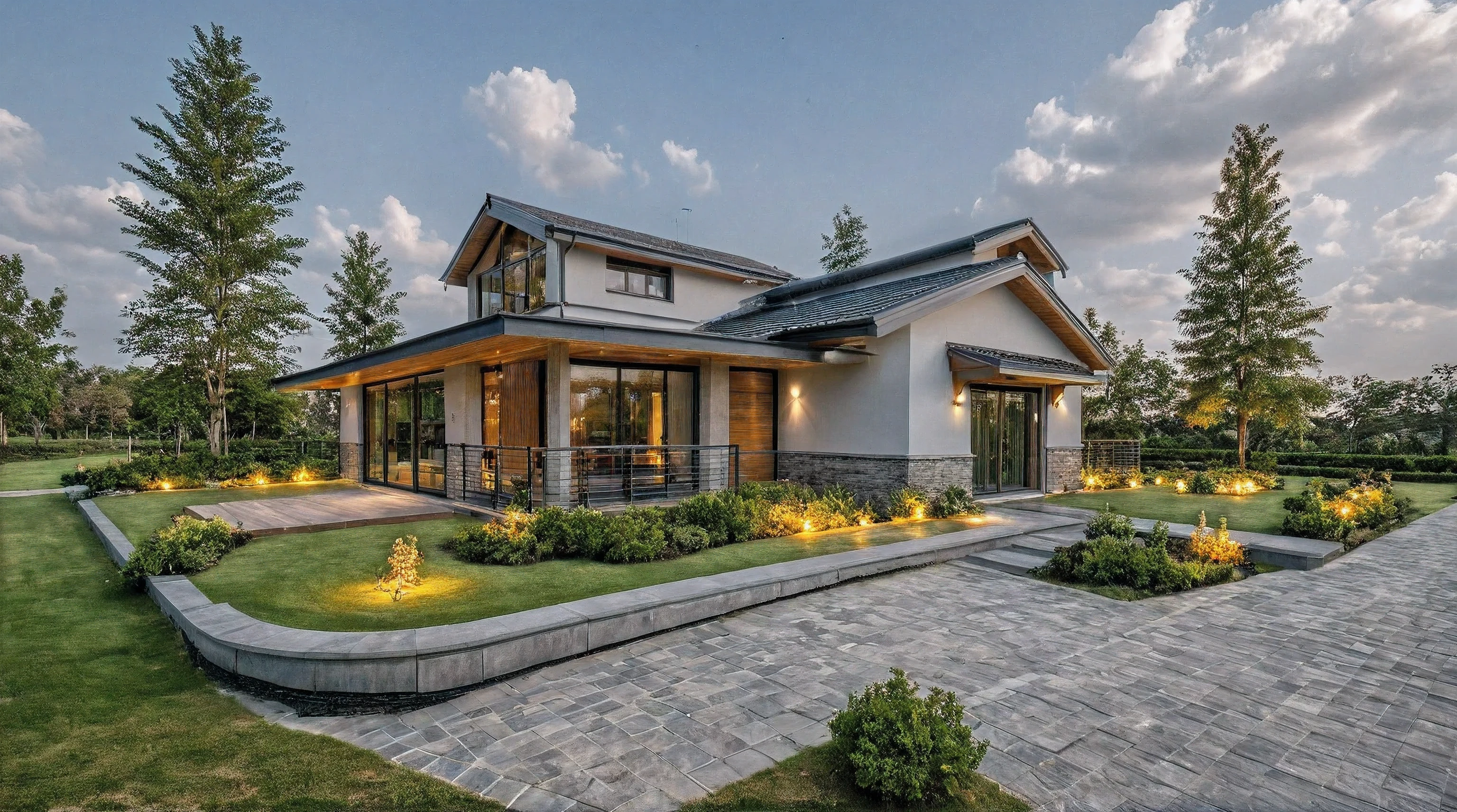 Masterpiece, high quality, best quality, authentic, super detail, outdoors, onestoreyvillaXL, aiaigroup, house style modern on the street ,stairs, white wall ,road,pavement, grass, trees, sky, cloud, (daylight:1.1)
