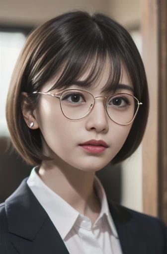 

8K quality、highest quality、Realistic、view audience、
Japanese、1 female、30 years old、Height: 155cm、
pure atmosphere、Clean atmosphere、soft atmosphere、Gentle atmosphere、Warm atmosphere
（Clothes are jacket suits、）
(short hair、wear glasses、)(light makeup、）