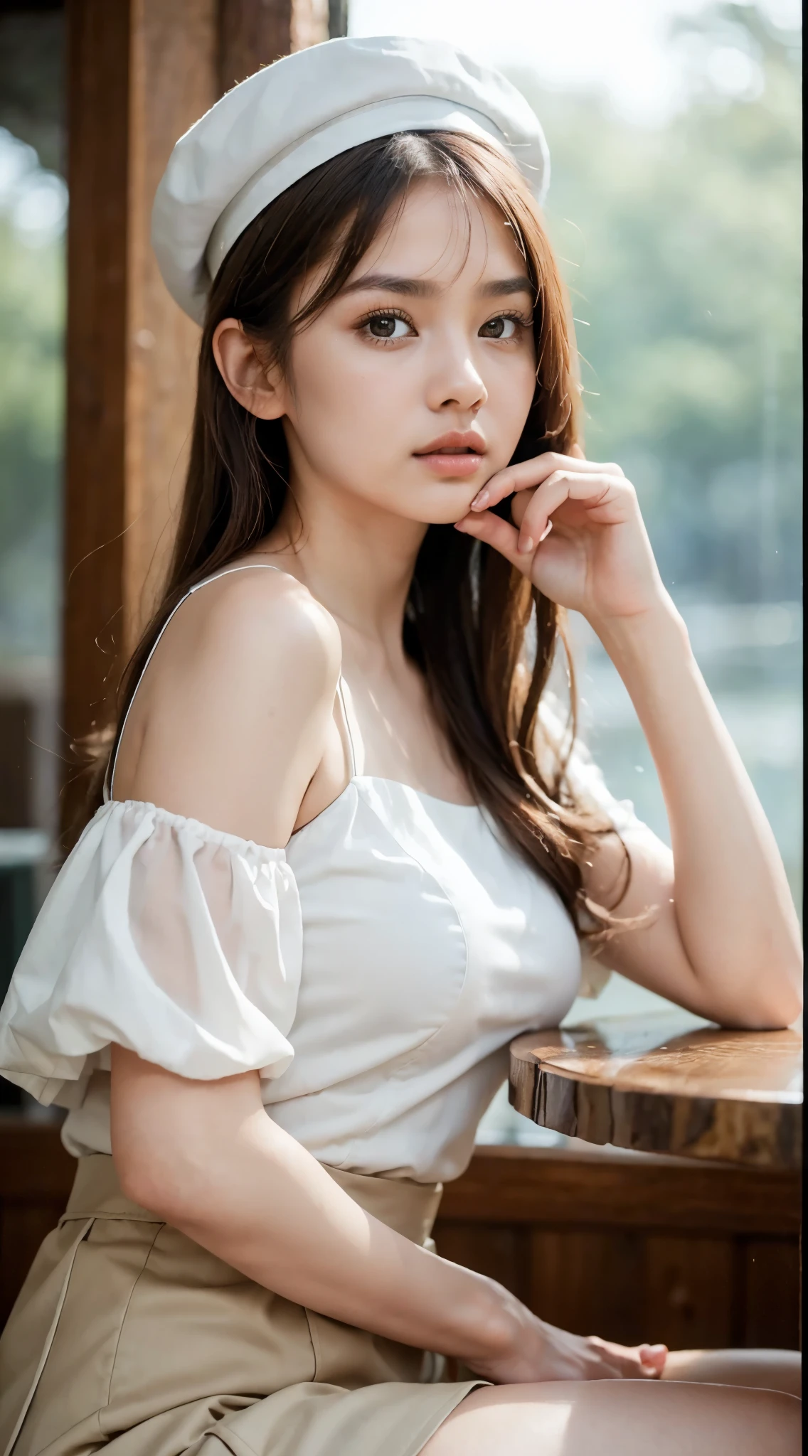 Top image quality、超A high resolution、masutepiece、Photoquality(photographrealistic:1.8)、pores、accuracy、Isekai Fantasy、Beastman Woman、short-hair、Brown hair、Cat's ears、Cat human、Cat's tail、Brown hair skin、Medieval European countryside、
