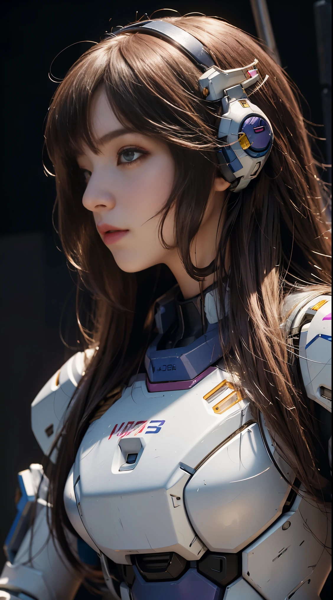 Alluring portrait shot of a young beautiful woman in a futuristic world, blending amazing neutral
aesthetic, professional makeup, showcasing the beauty that emerges when technology meets art, realistic, hyperrealism, lifelike photography, It's a breathtaking scene ,modernartists, highly detailed face , amazing colours, beautiful mesmerizing face ,beautiful blue eyes, (coloured flower tattoos on her beautiful body), ,bright frontlighting , white pale skin, ((very long brunette curly shinning hair , nebulas and bright stars at the horizon , fit body )), perfect body ratio, futuristic postmodern costume , amazing professional dynamic posing , very extremely detailed skin structure, naughty smile, 20 years old adventurer , sci-fi ,