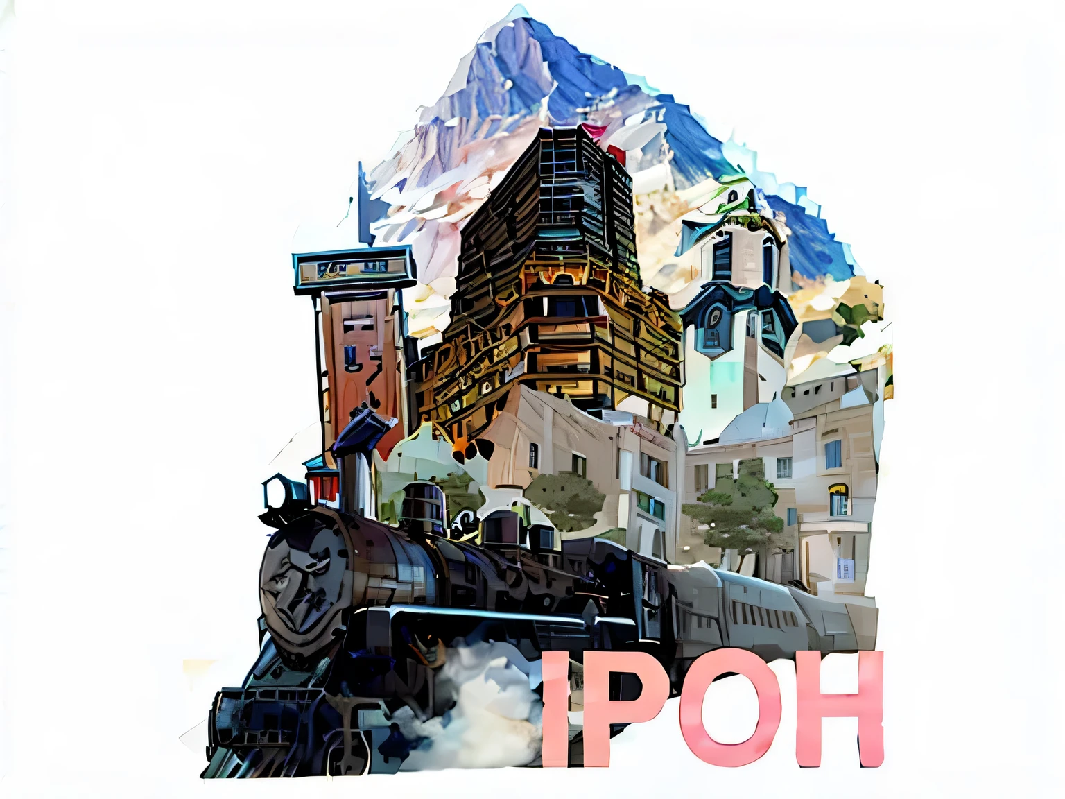 There is a train running along the tracks，The background is a mountain, Inspired by Ihor Podolchak, Inspired by Hiroshi Yoshida, Inspired by Koushiro Onchi, Inspired by Xin Haicheng, inspired by Miyazaki, Inspired by Junpei Sato, Inspiration from Michinari Kono transformed into animation