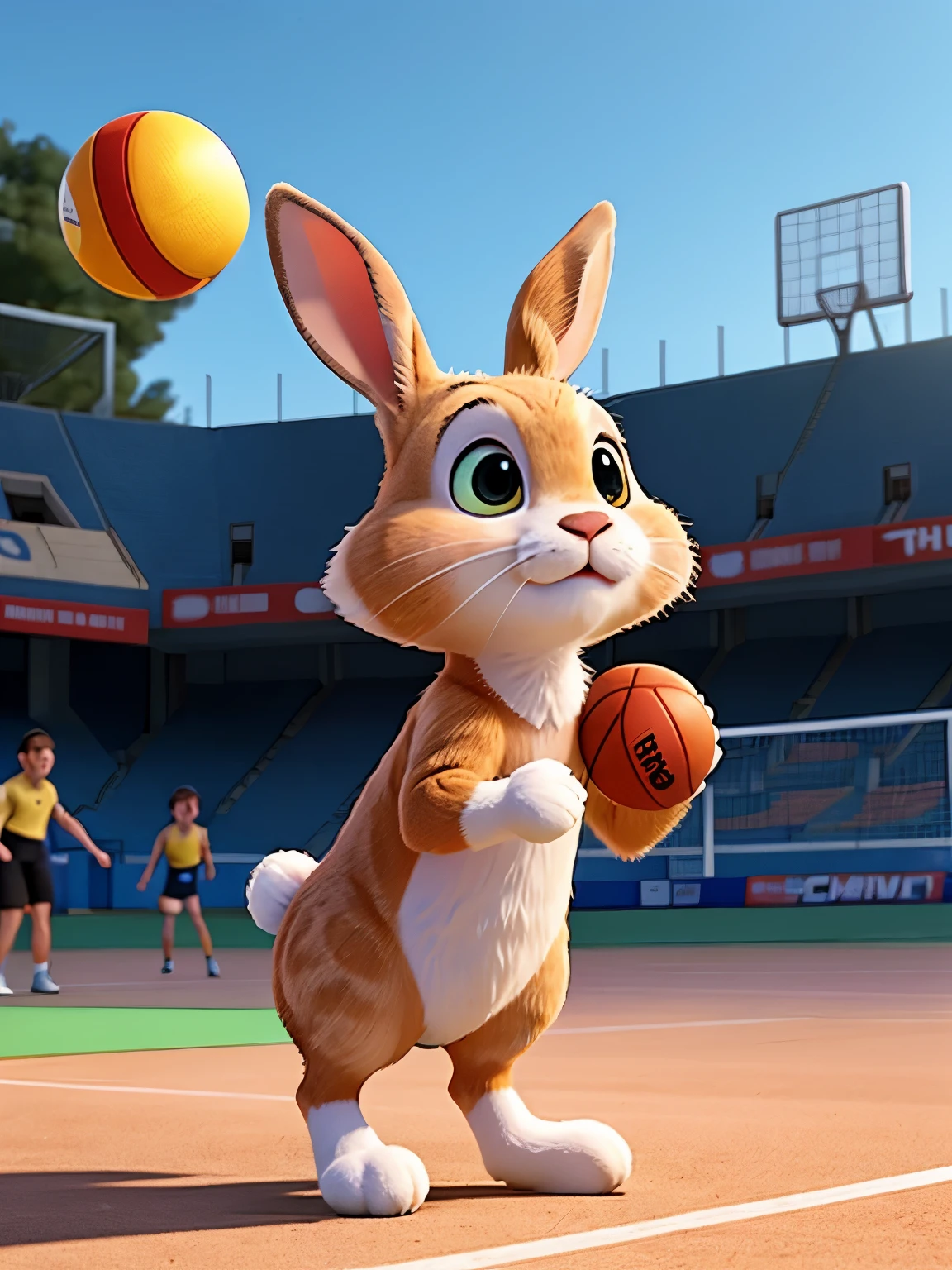 rabbit playing sports ,Badminton ,football