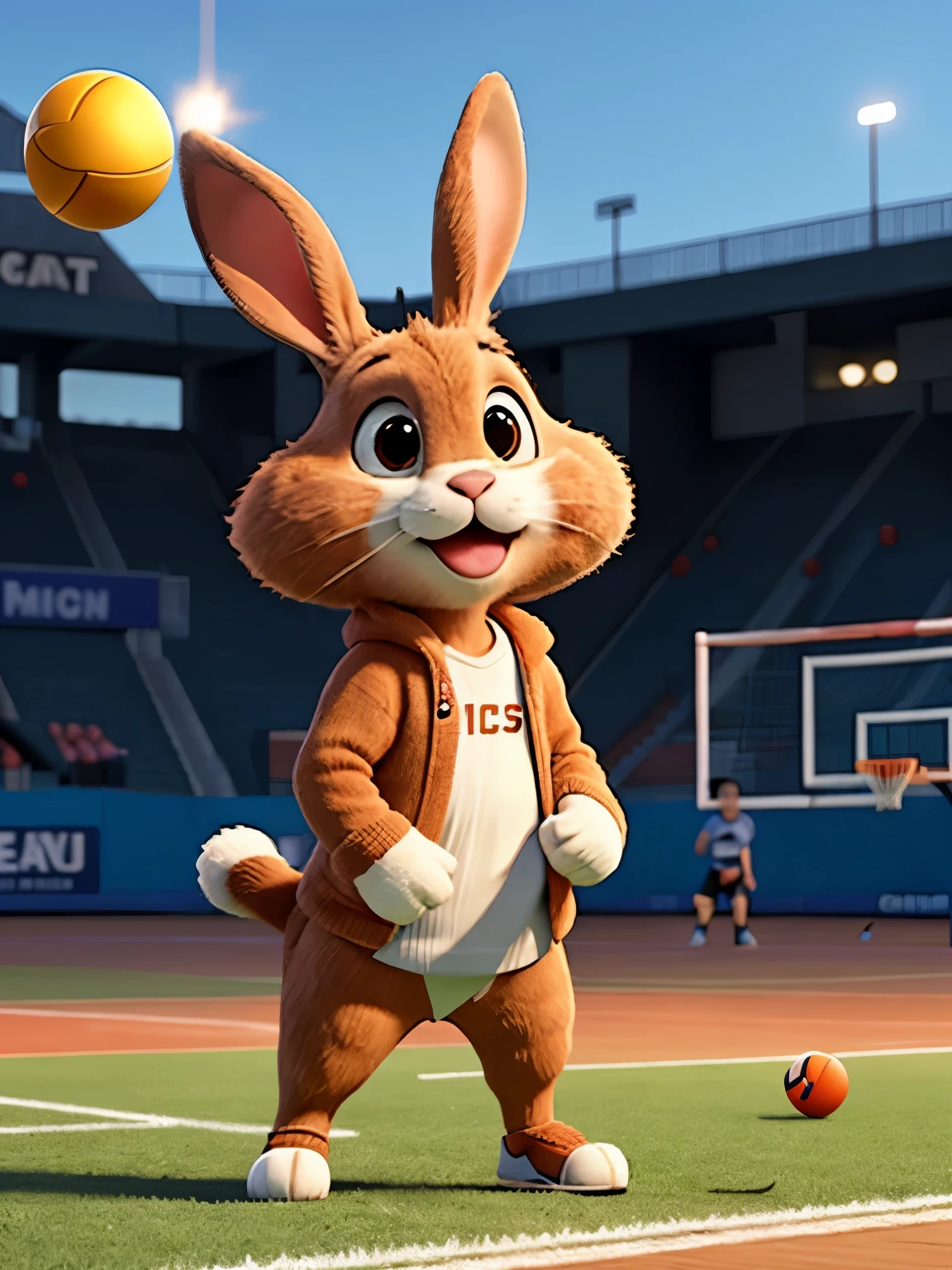 rabbit playing sports ,Badminton ,football