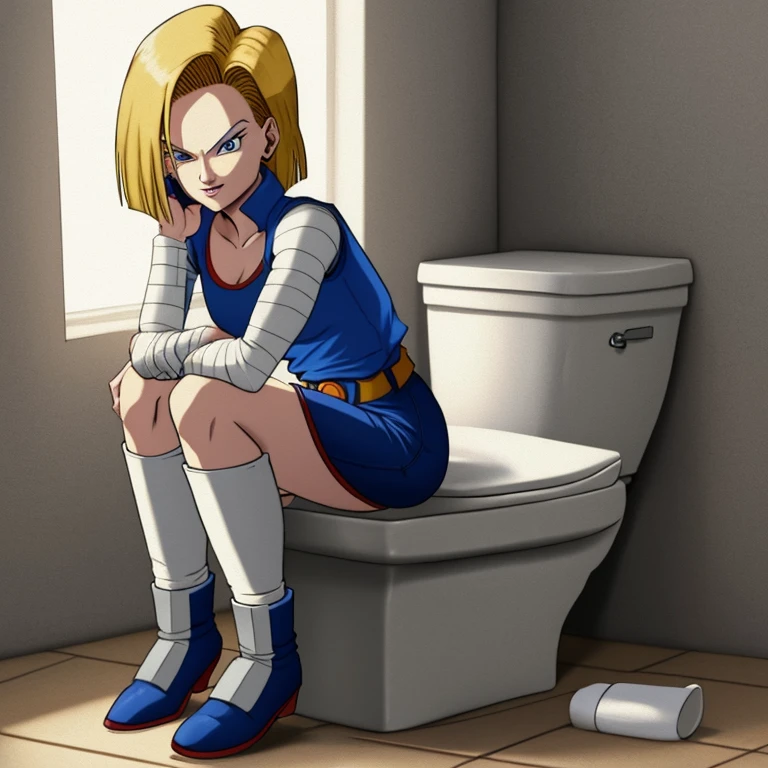 Android 18 using a toilet
