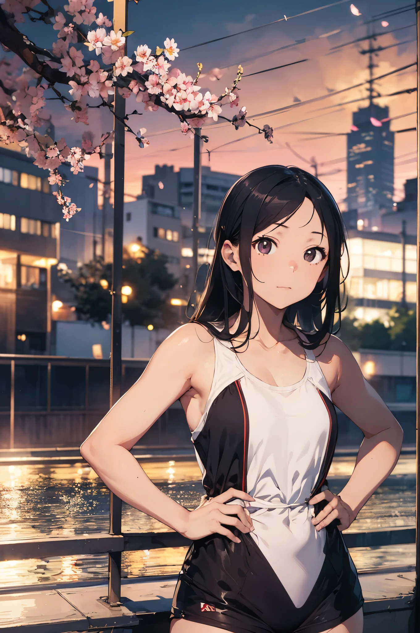 On the rooftop during golden hour、Background night city skyline, Beautiful Japanese woman photographed in sexy swimsuit, towards the camera. She wears a white swimsuit, Minimalist white swimsuit, Her long silver hair is gently swaying in the breeze. A golden light surrounds her, Creating a silhouette effect, Capture the moment when the background changes from day to night. After her, Cherry blossom scenery in full bloom、Capture moments of serene beauty, Demonstrating the peaceful coexistence of city life and nature.

	• Mode: manual mode、exposed、Fine-tune your shutter speed。
	• Aperture (F-Score): f2.8〜Set to F4 range.、Make your subject stand out、Beautifully blurring the cherry blossoms in the background。
	• Shutter speed: 1. Capture the Movement/Please select 250 seconds or more。A quiet pose or、If you want to capture the moment when the petals fall、Adjusting the Shutter Speed。
	For shooting in bright outdoor conditions、Set to 100 or 200、Keep it as low as possible。
seaweed、seaweed、seaweed、seaweed、seaweed、seaweed、