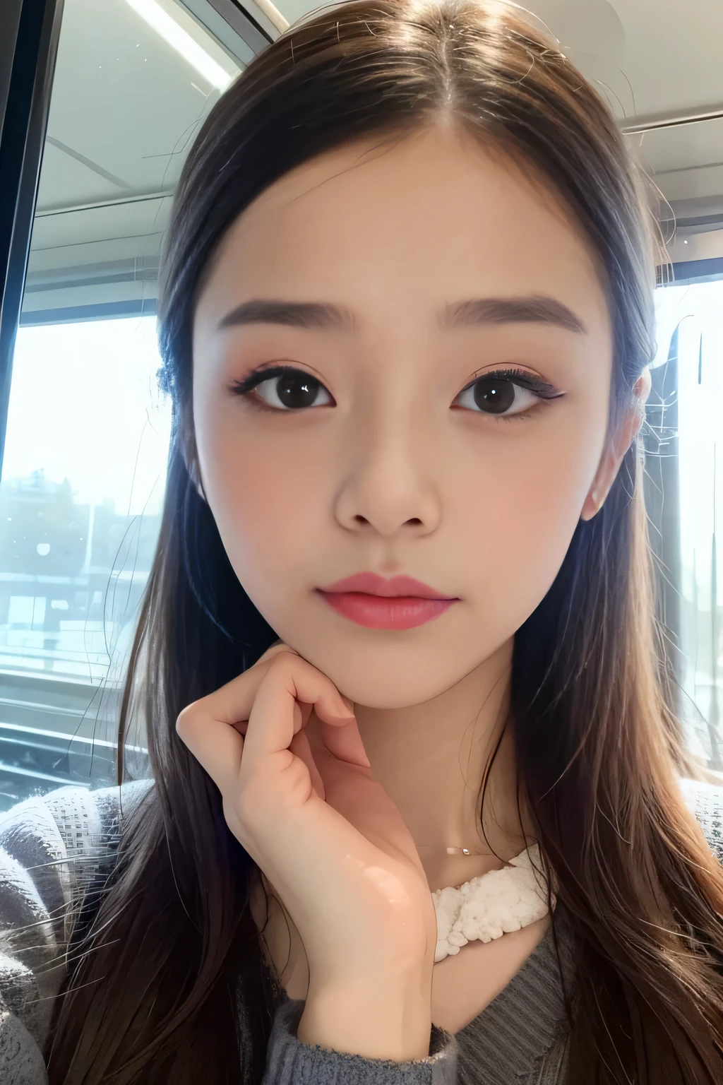 1 female、(super beautiful)、(beautiful face:1.5)、Through the glass I wiped with my sweater、Twinkle Powder Snow Dance、now、While seeing off the train、Remembering You、Times Train Run、Stop the overflowing tears
