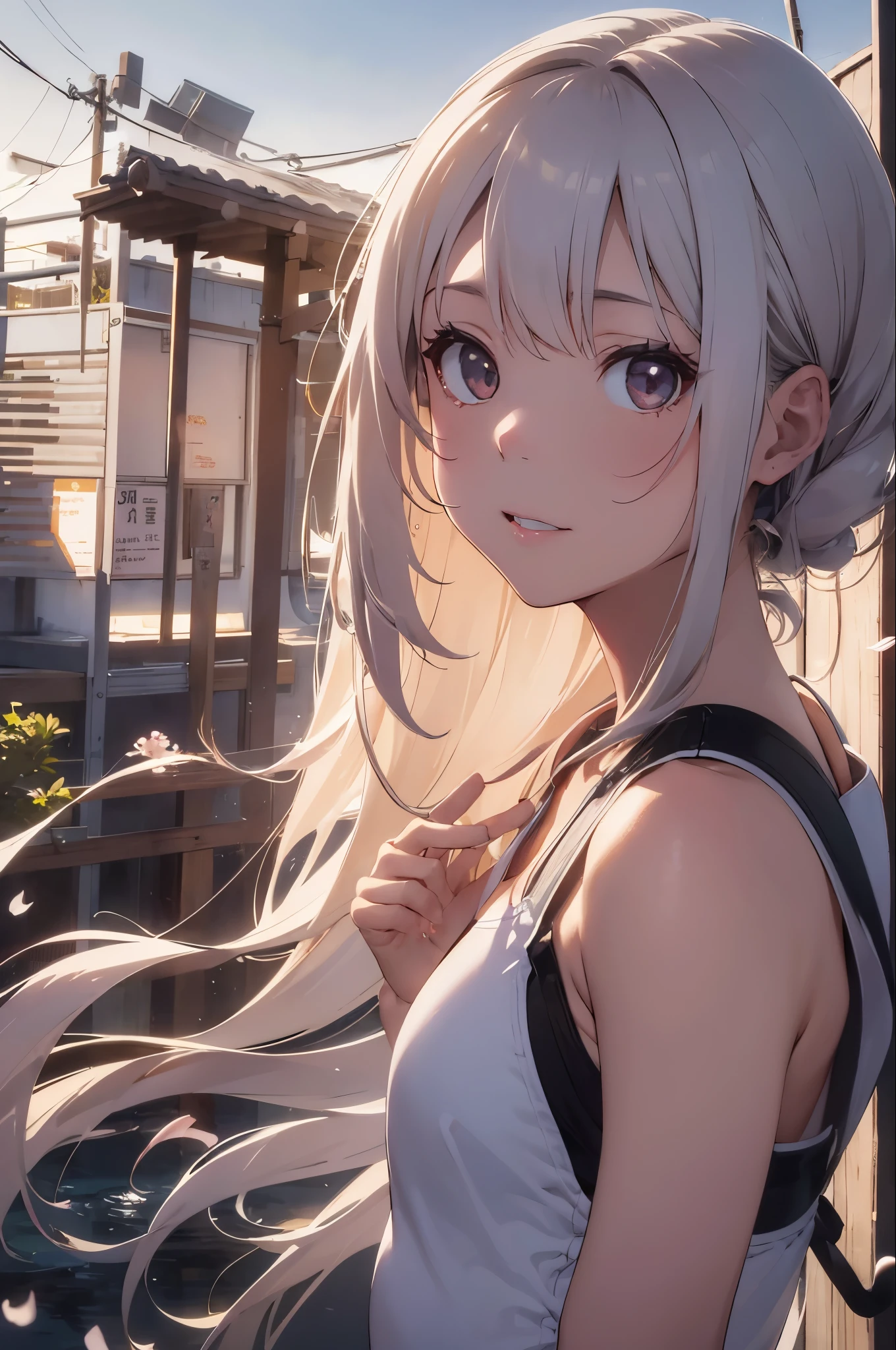 On the rooftop during golden hour、Background night city skyline, Beautiful Japanese woman photographed in sexy swimsuit, towards the camera. She wears a white swimsuit, Minimalist white swimsuit, Her long silver hair is gently swaying in the breeze. A golden light surrounds her, Creating a silhouette effect, Capture the moment when the background changes from day to night. After her, Cherry blossom scenery in full bloom、Capture moments of serene beauty, Demonstrating the peaceful coexistence of city life and nature.
• Mode: manual mode、exposed、Fine-tune your shutter speed。
• Aperture (F-Score): f2.8〜Set to F4 range.、Make your subject stand out、Beautifully blurring the cherry blossoms in the background。
• Shutter speed: 1. Capture the Movement/Please select 250 seconds or more。A quiet pose or、If you want to capture the moment when the petals fall、Adjusting the Shutter Speed。
For shooting in bright outdoor conditions、Set to 100 or 200、Keep it as low as possible。
seaweed、seaweed、seaweed、seaweed、seaweed、seaweed、