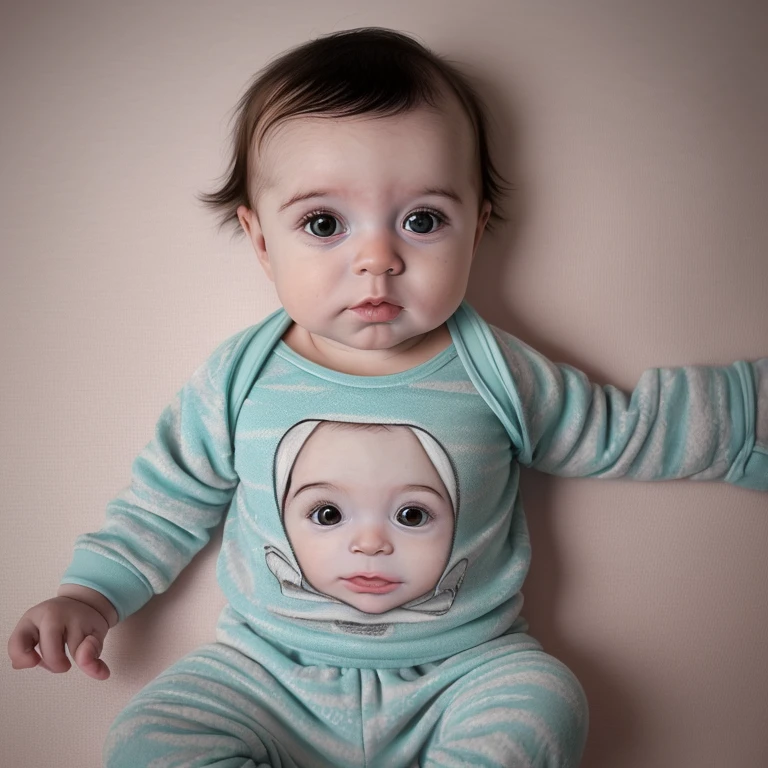 (1 ), (11 meses), (Joseph Quinn&#39;s daughter with his features), (retrato reto olhando reto), (pijama)