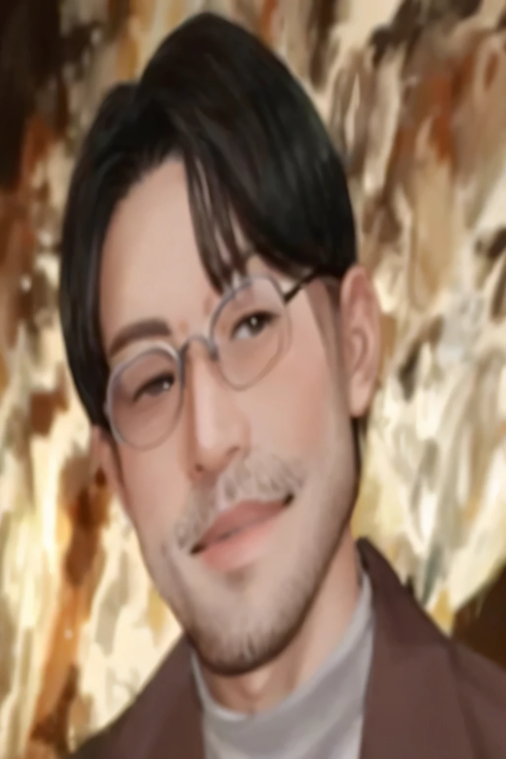 Man with glasses、background is white、Caricatures like deformed characters